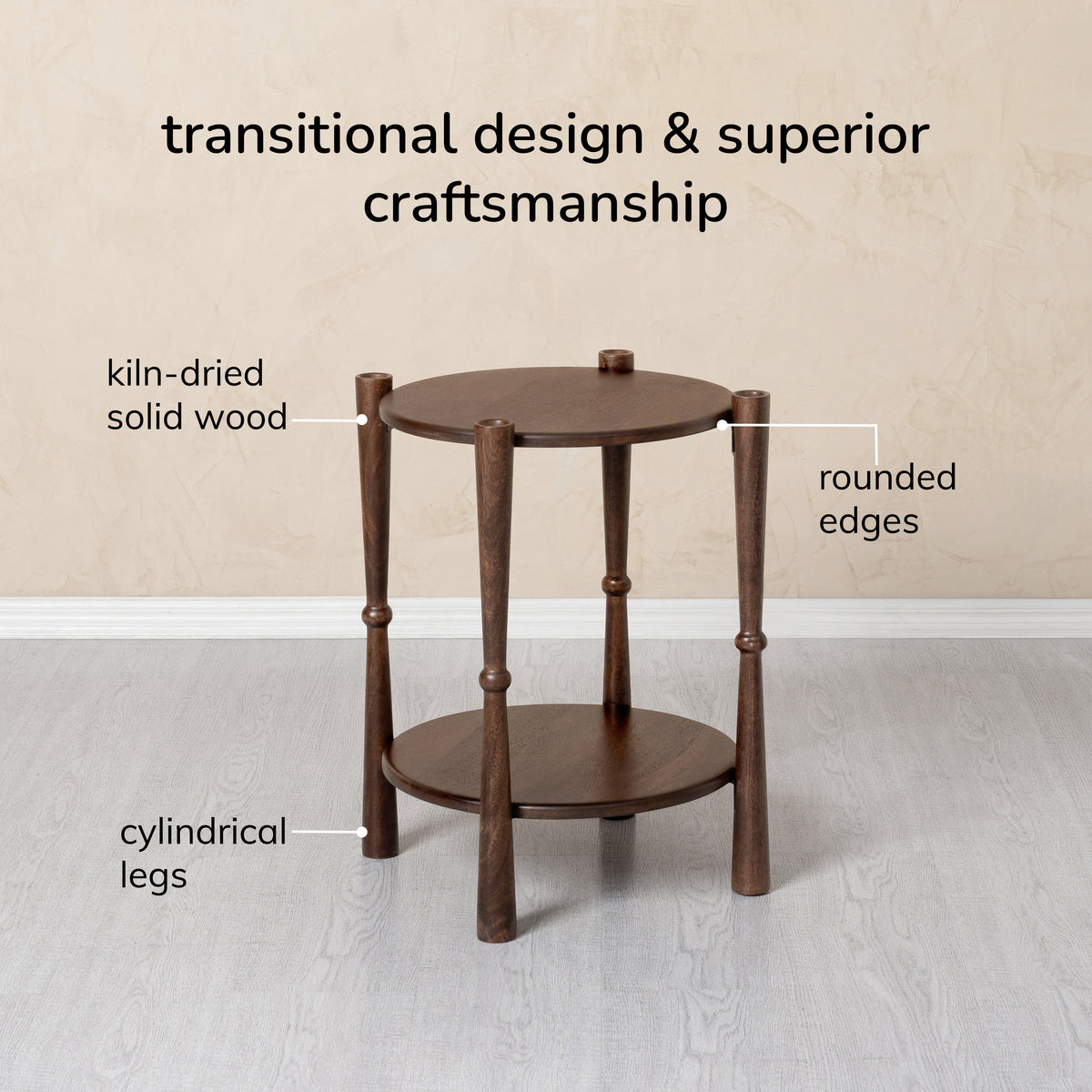 Olive Solid Wood End Table - Espresso