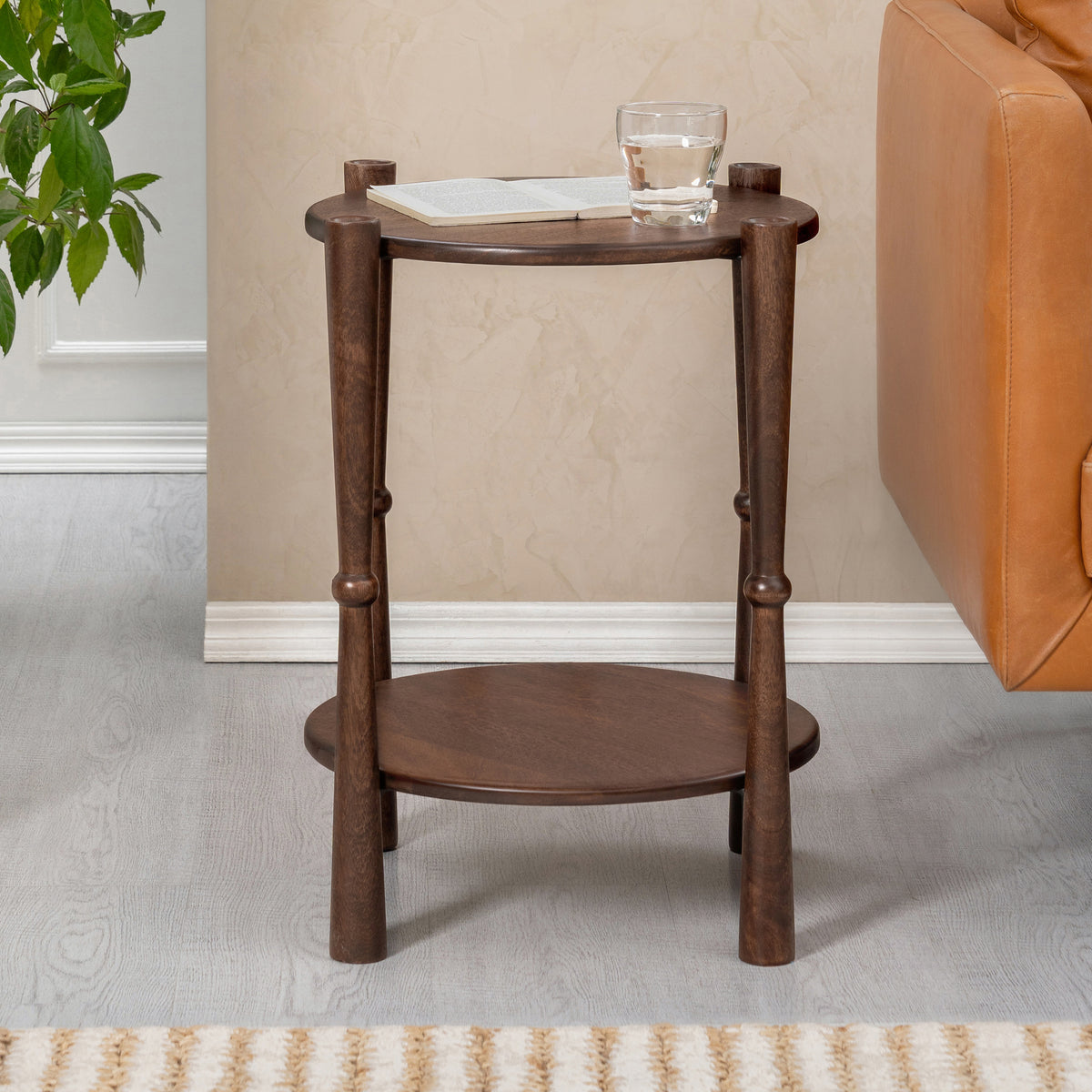 Olive Solid Wood End Table - Espresso