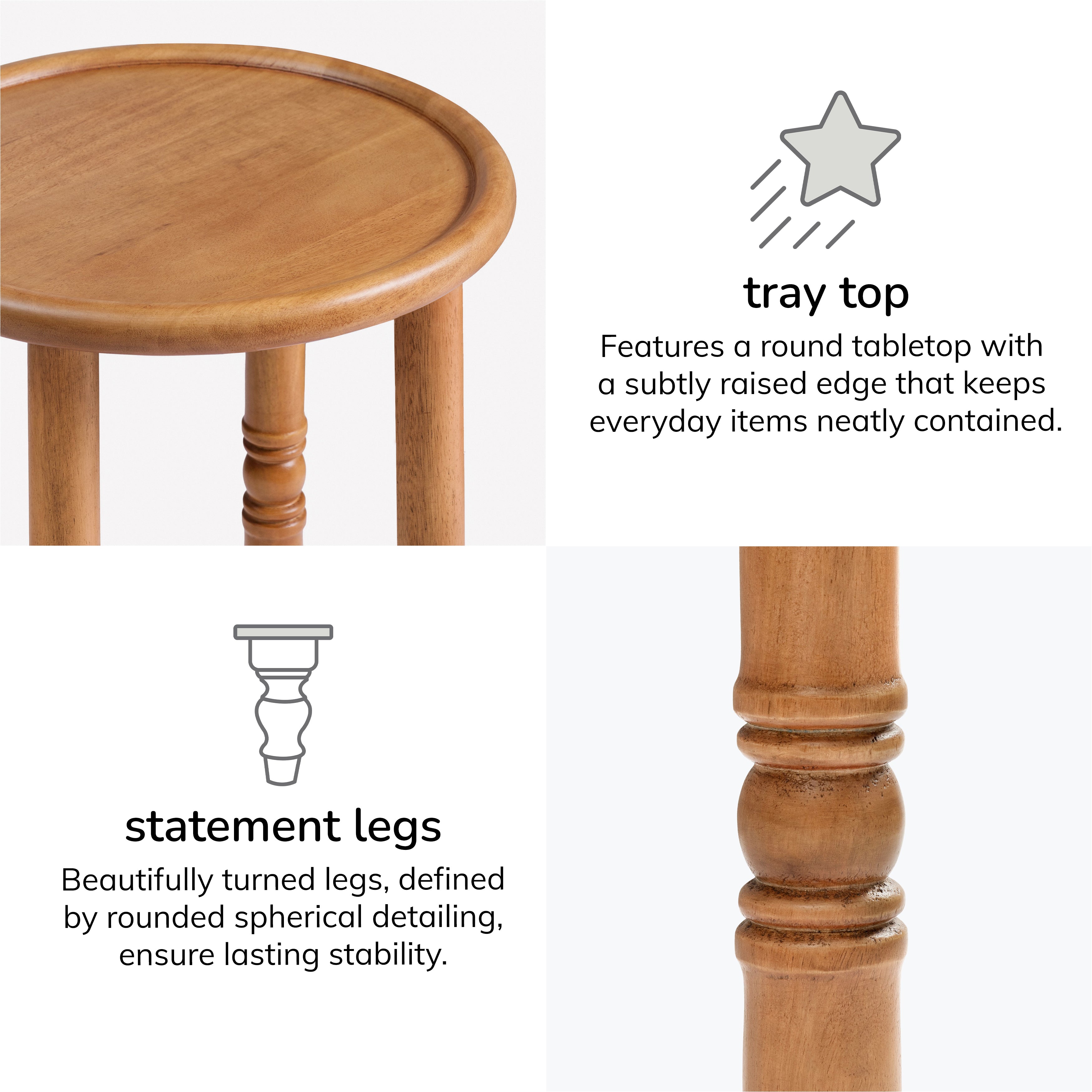 Pierre Solid Wood End Table - Mid Tone Honey