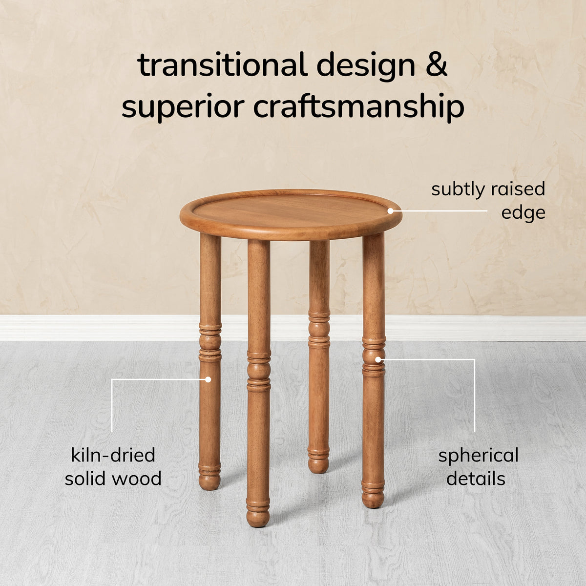 Pierre Solid Wood End Table - Mid Tone Honey