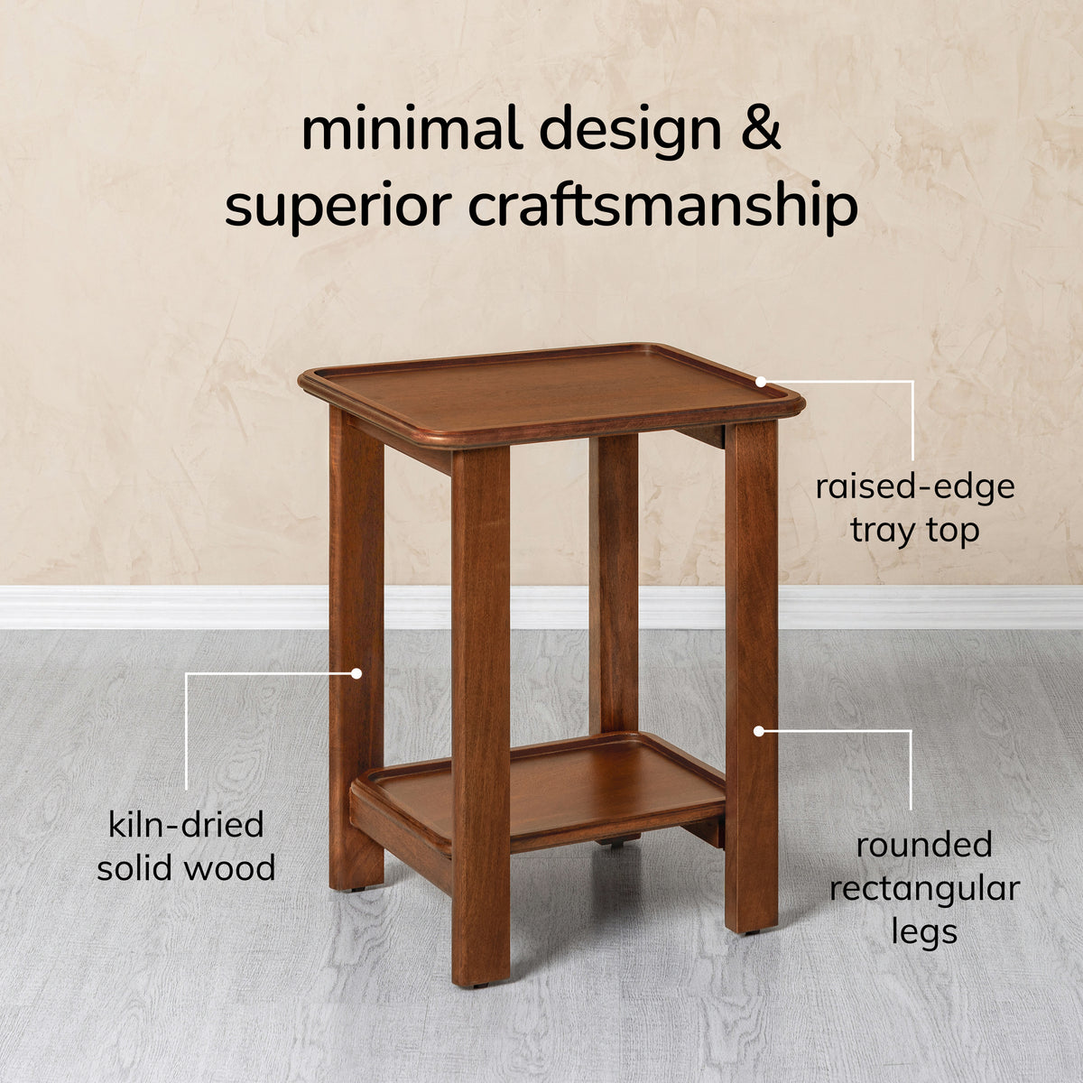 Santorini Solid Wood End Table - Walnut