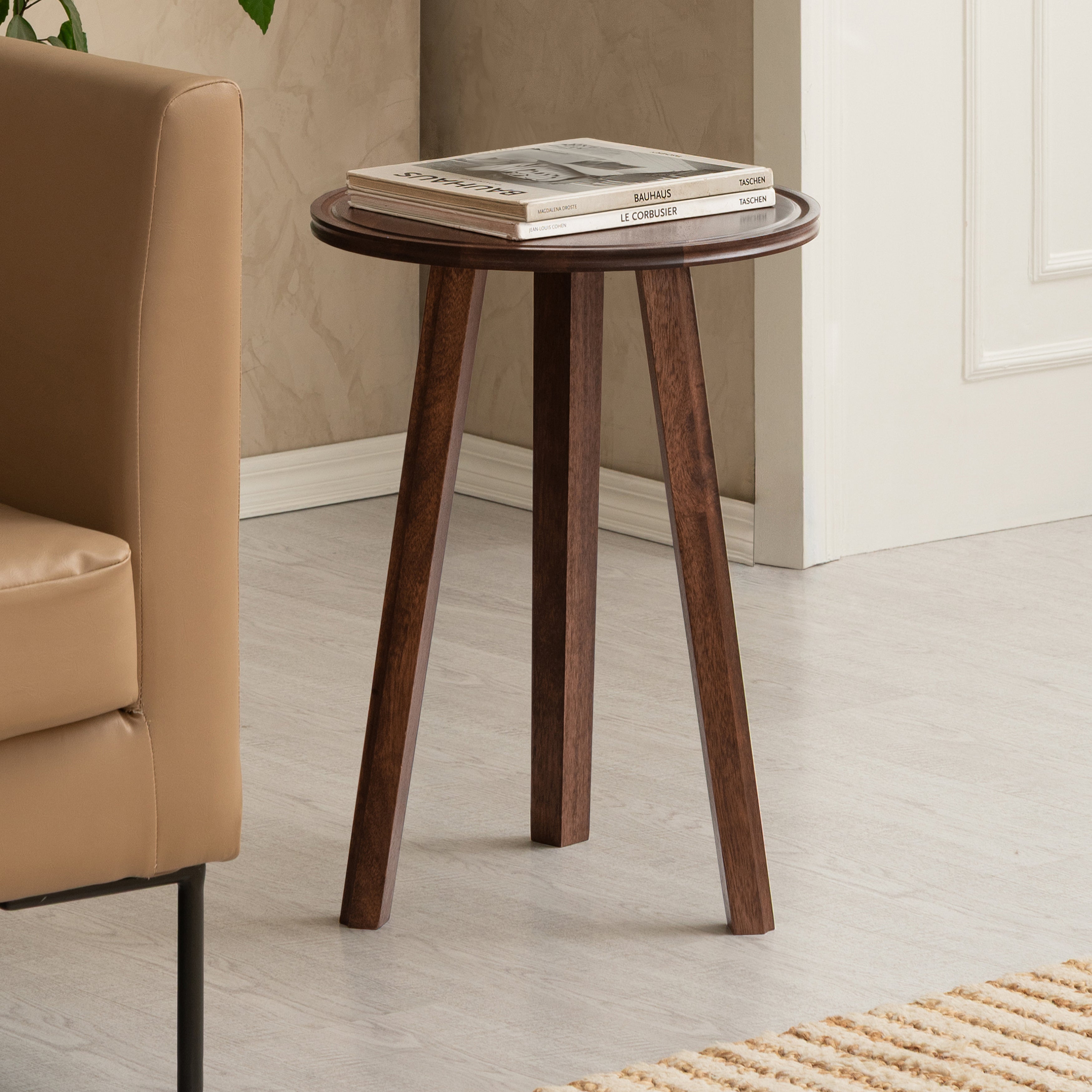 Ivory Solid Wood End Table - Espresso