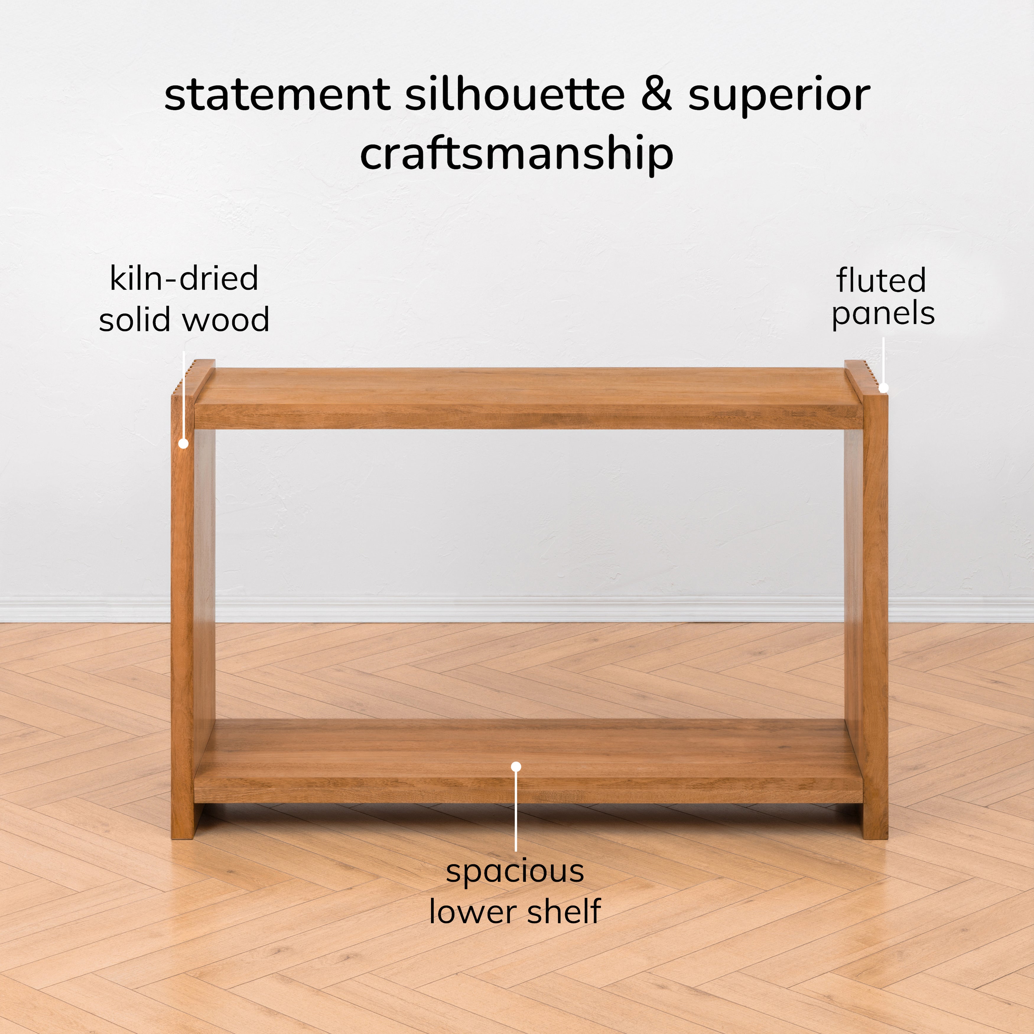 Marli Solid Mango Wood Console Table - Mid Tone Honey