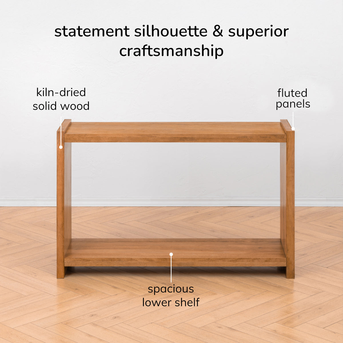 Marli Solid Mango Wood Console Table - Mid Tone Honey