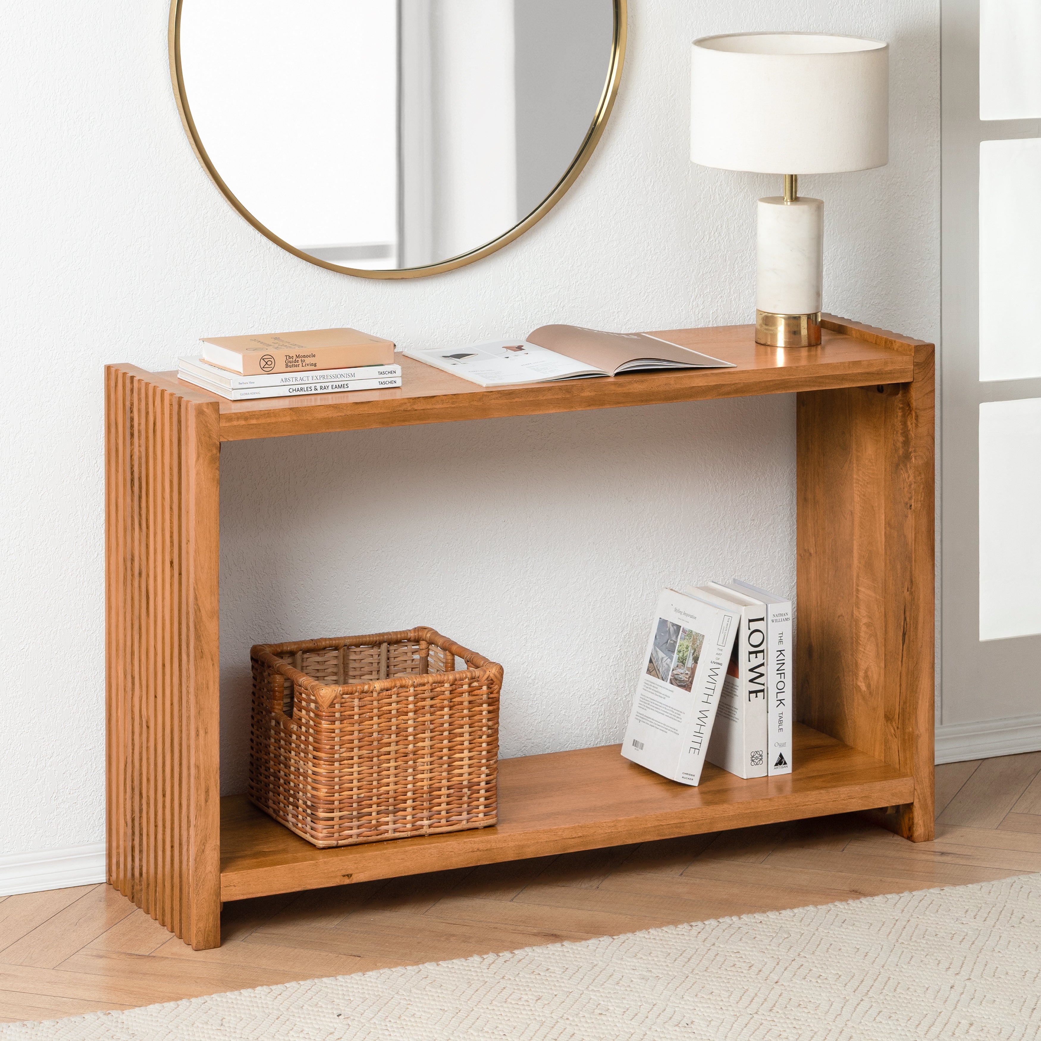 Marli Solid Mango Wood Console Table - Mid Tone Honey