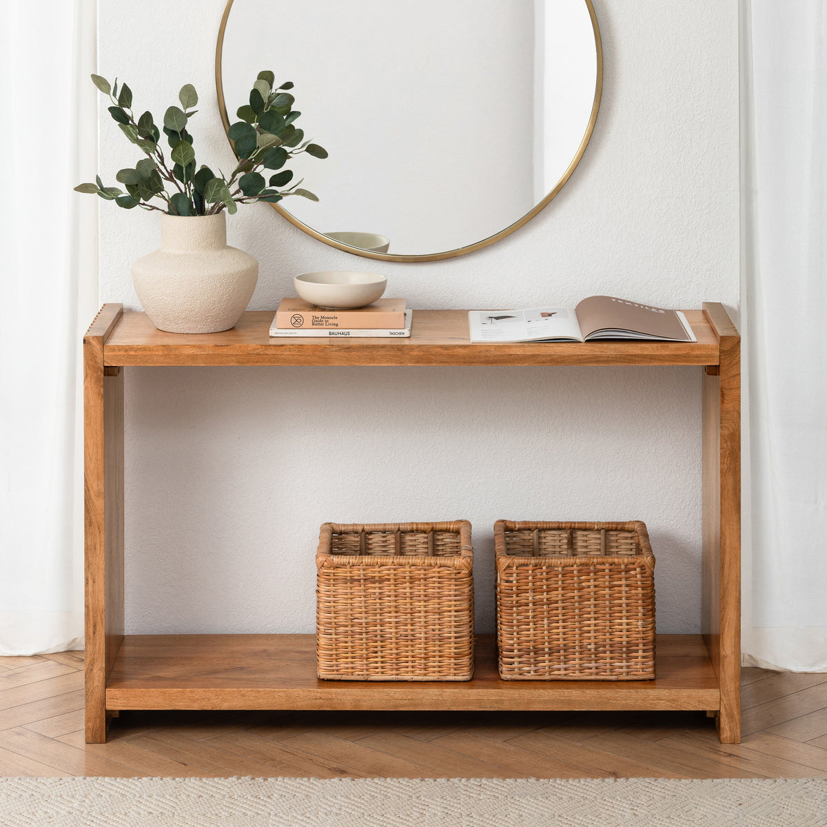 Marli Solid Wood Console Table - Mid Tone Honey