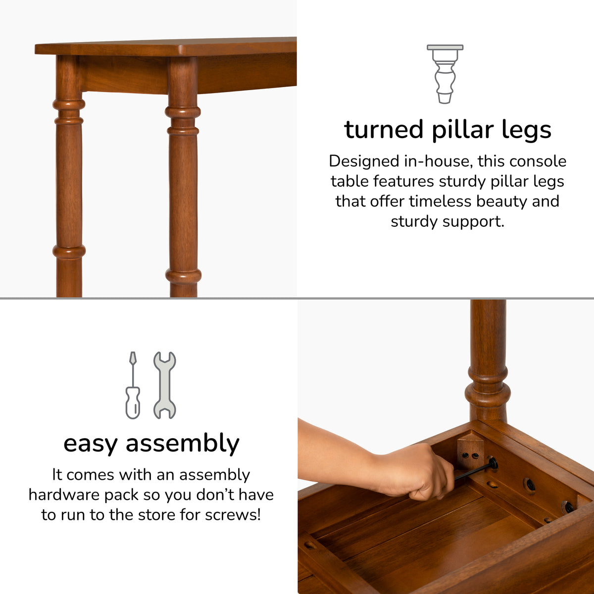 Rhonda Solid Wood Console Table - Walnut