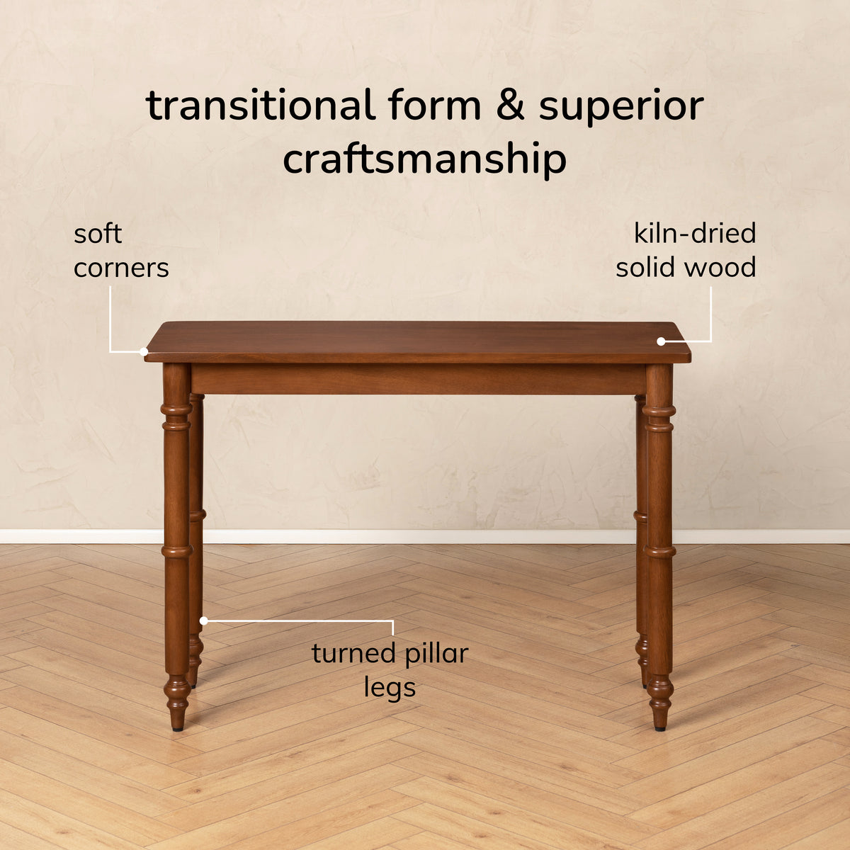 Rhonda Solid Wood Console Table - Walnut