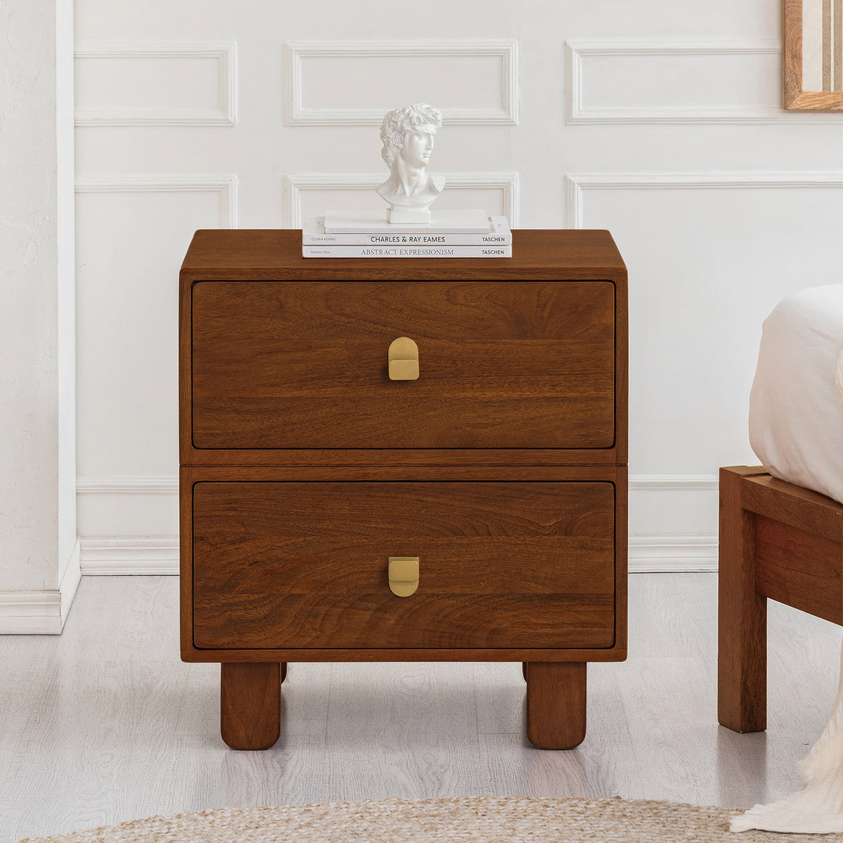 Layla Solid Wood Nightstand - Walnut