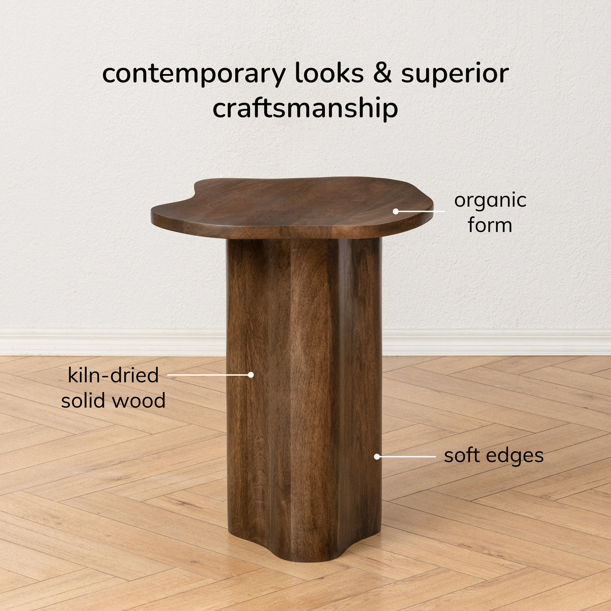 Daphne Solid Mango Wood End Table - Hazel Brown