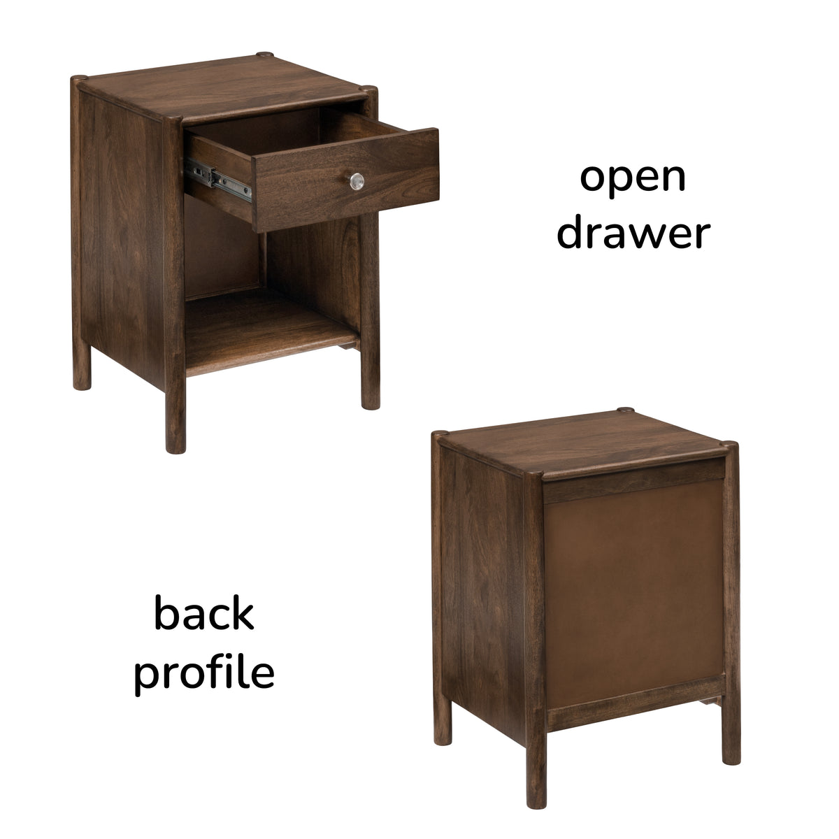 Eden Solid Wood Nightstand - Hazel Brown