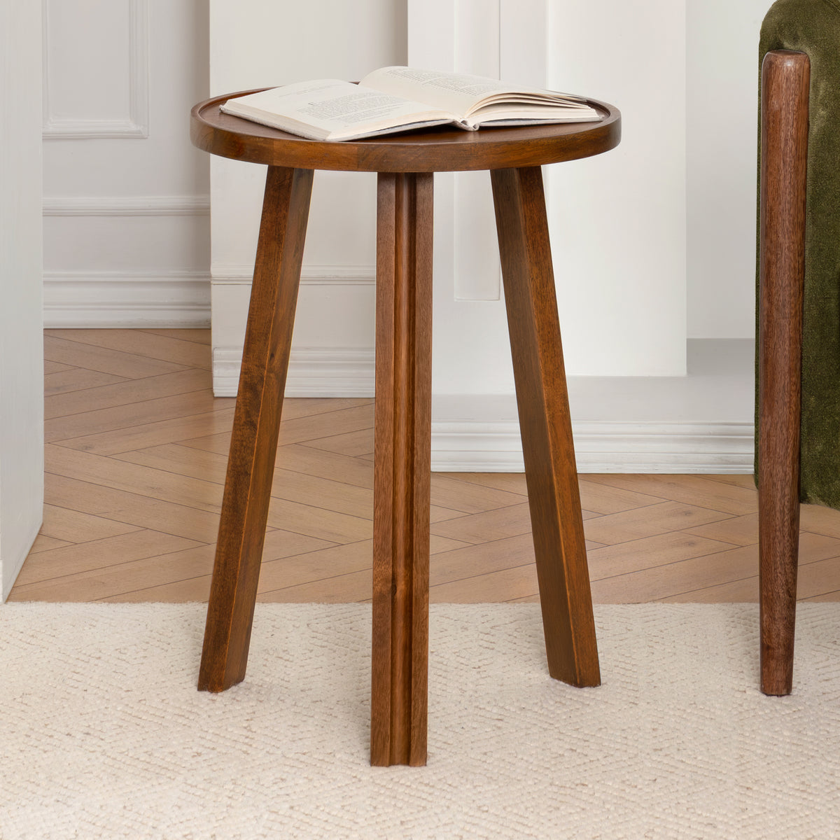 Ethel Solid Wood End Table - Walnut