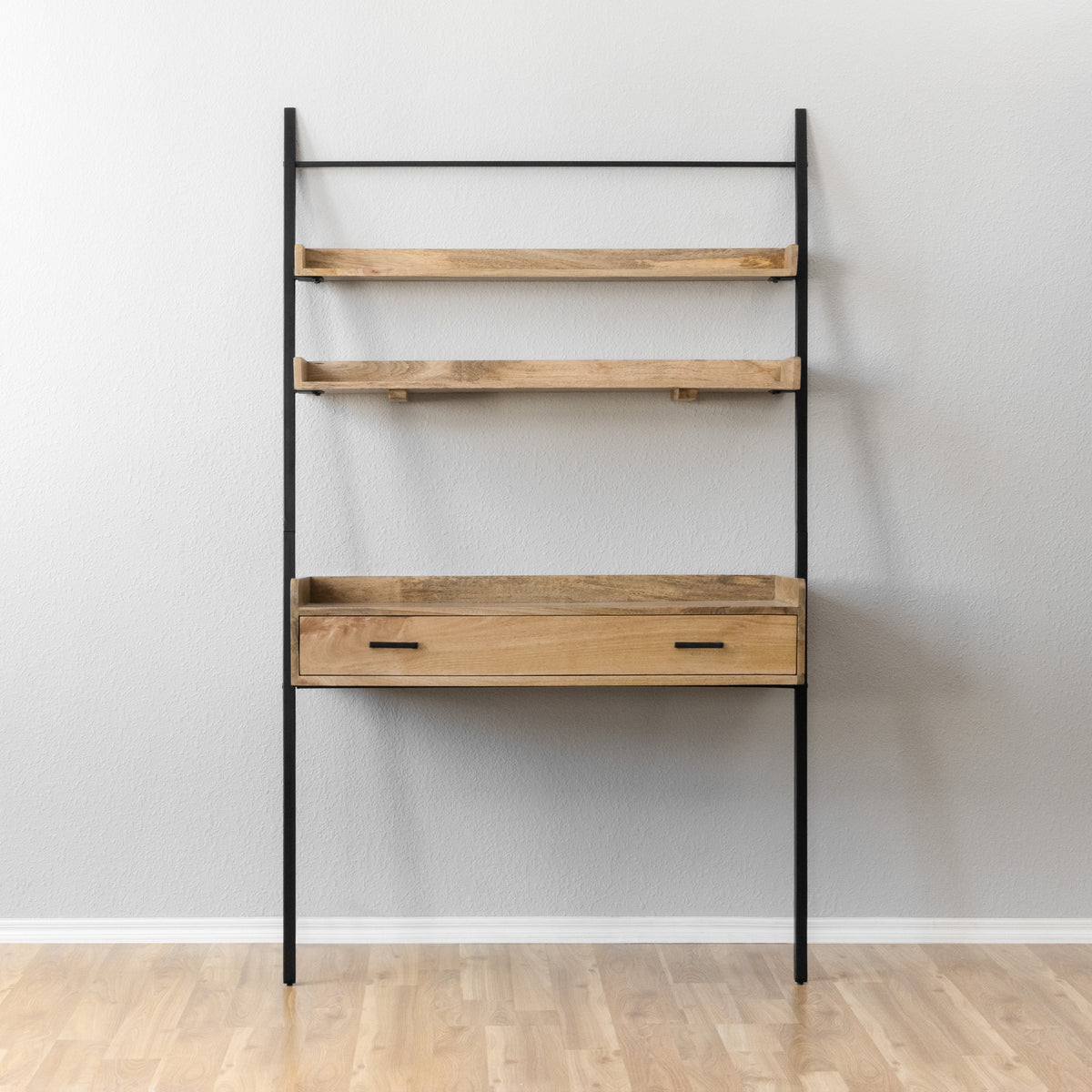 Champier Ladder Solid Wood & Metal Desk - Black & Natural