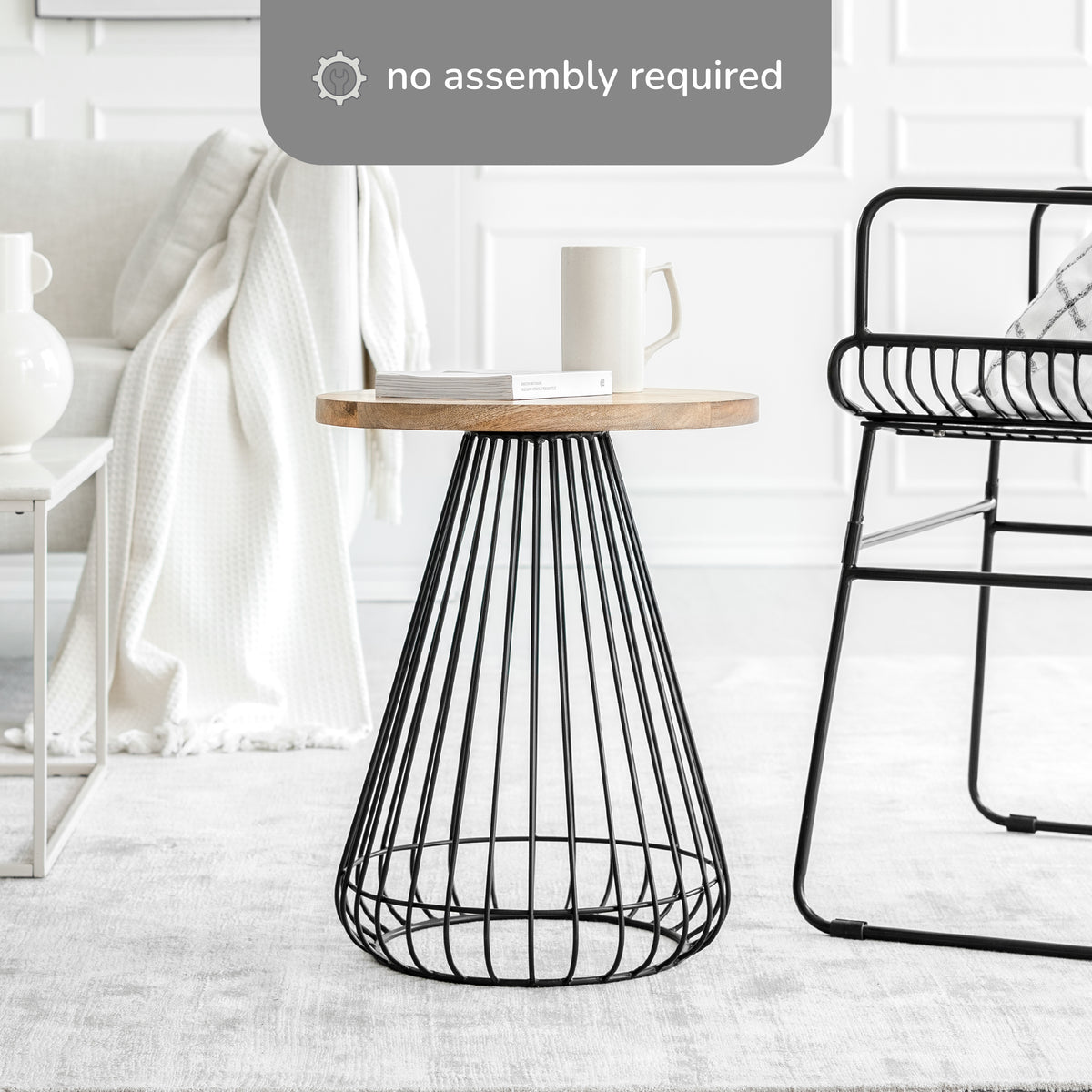 Melody End Table - Black Base - Natural