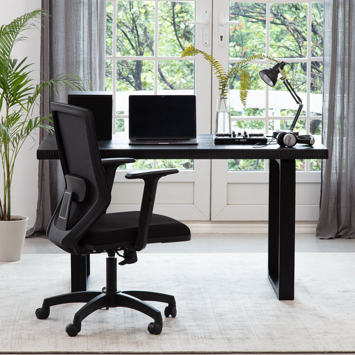 Ancona Solid Wood Desk - Black