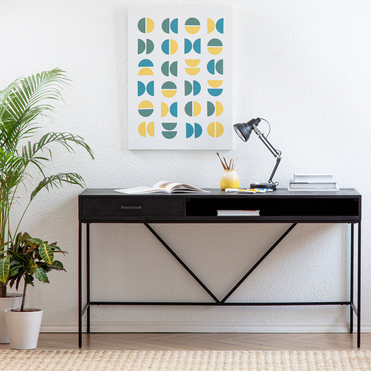 Bilbao Solid Wood & Metal Desk - Black