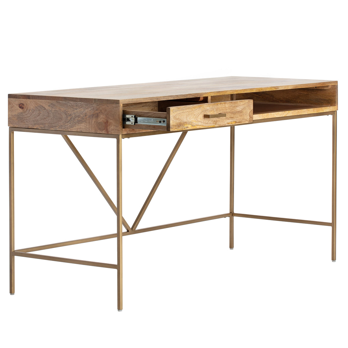 Bilbao Solid Wood & Iron Desk - Natural