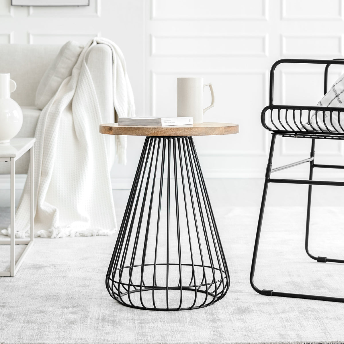 Melody End Table - Black Base - Natural