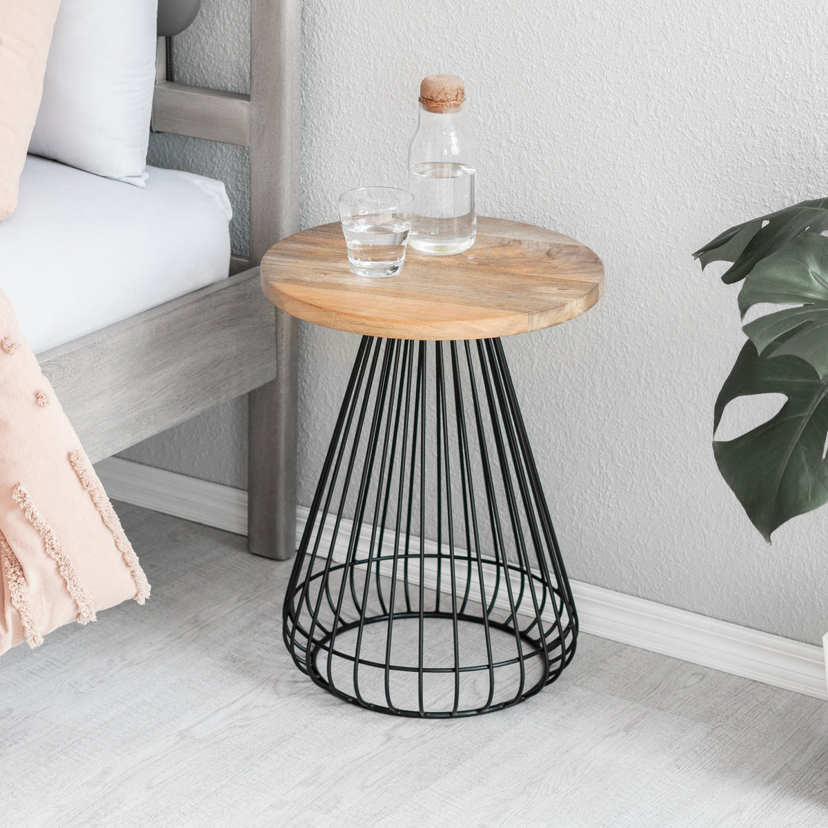 Melody End Table - Black Base - Natural