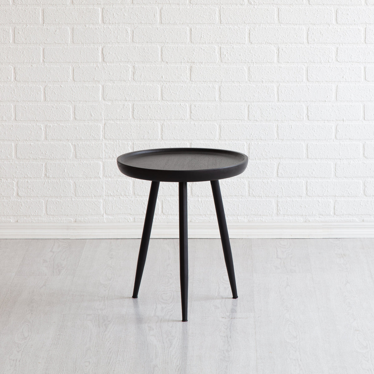 Chervey Solid Wood & Metal Small Tri Pin Side Table - Black