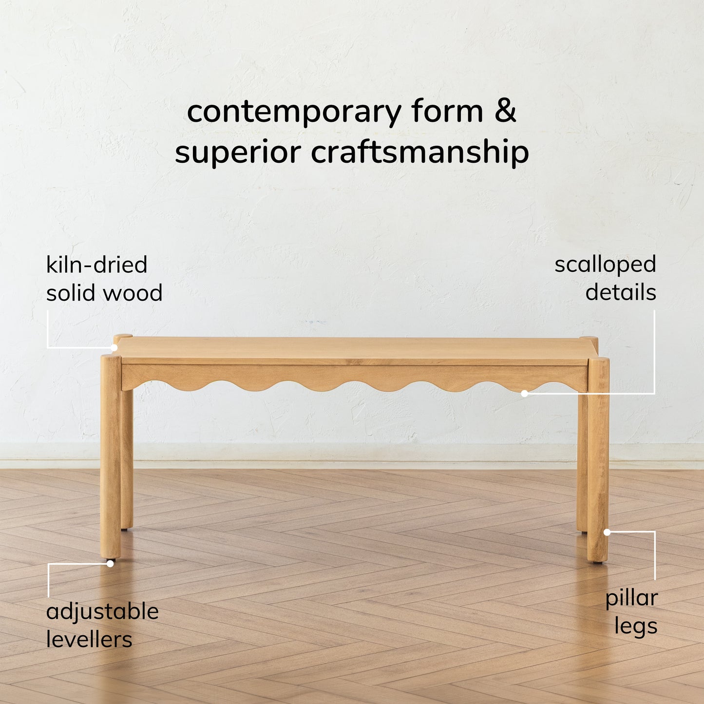 Tilly Solid Wood Bench - Light Blonde
