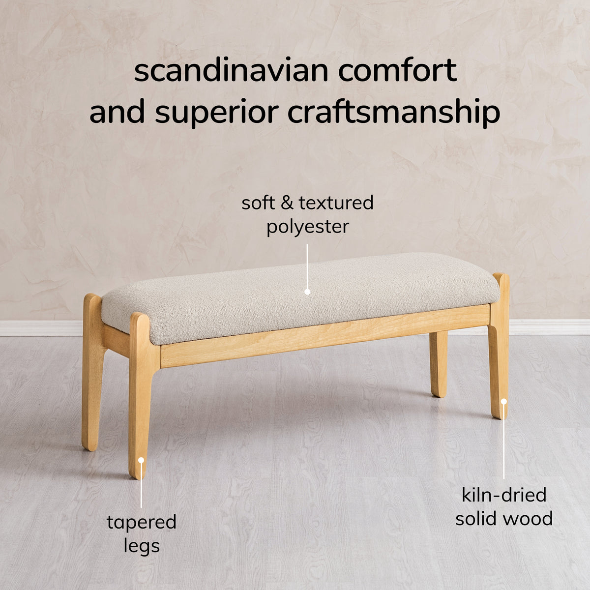 Naya Solid Wood & Upholstery Bench - Light Blonde