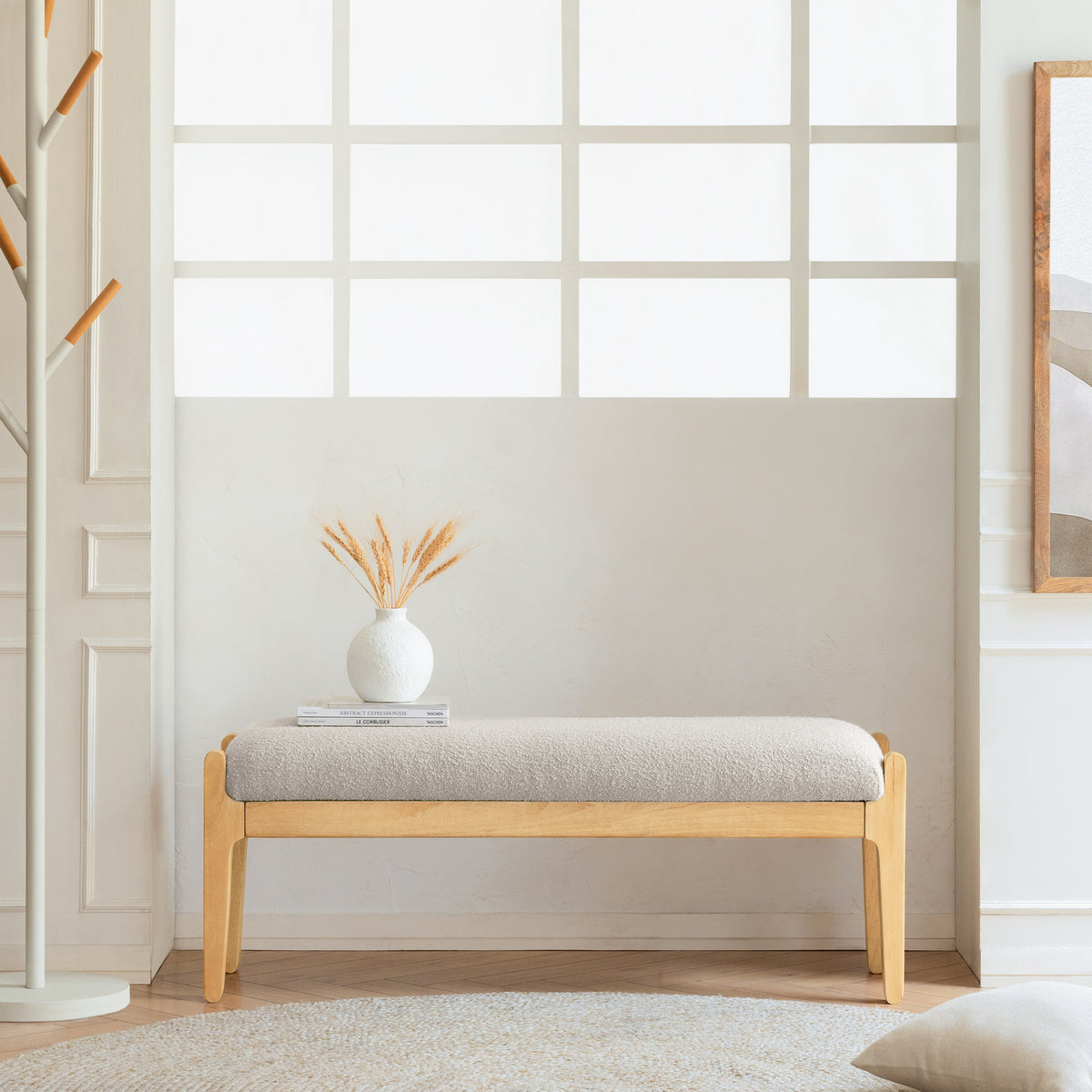 Naya Solid Wood & Upholstery Bench - Light Blonde