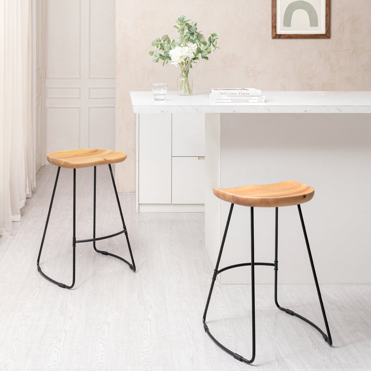 Ember Solid Wood Bar Stool - Natural