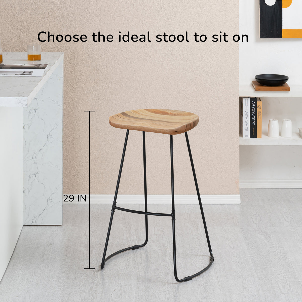Ember Solid Wood Bar Stool - Natural