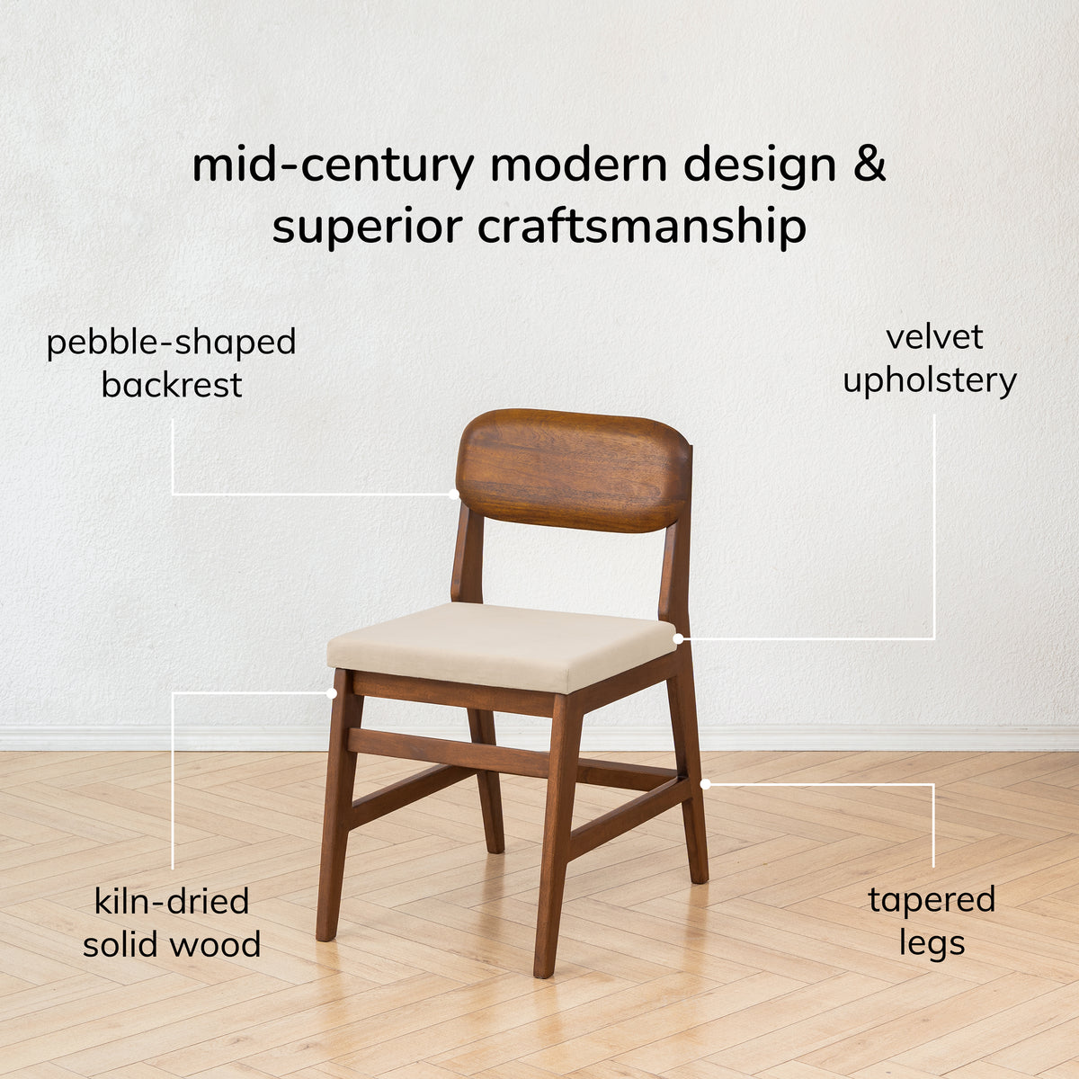 Zuri Solid Wood & Upholstery Dining Accent Chair - Walnut