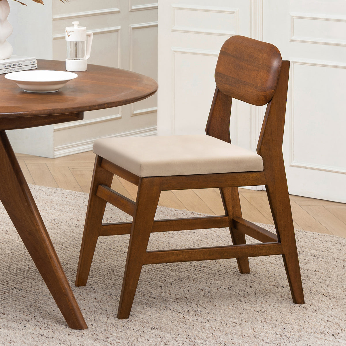 Zuri Solid Wood & Upholstery Dining Accent Chair - Walnut