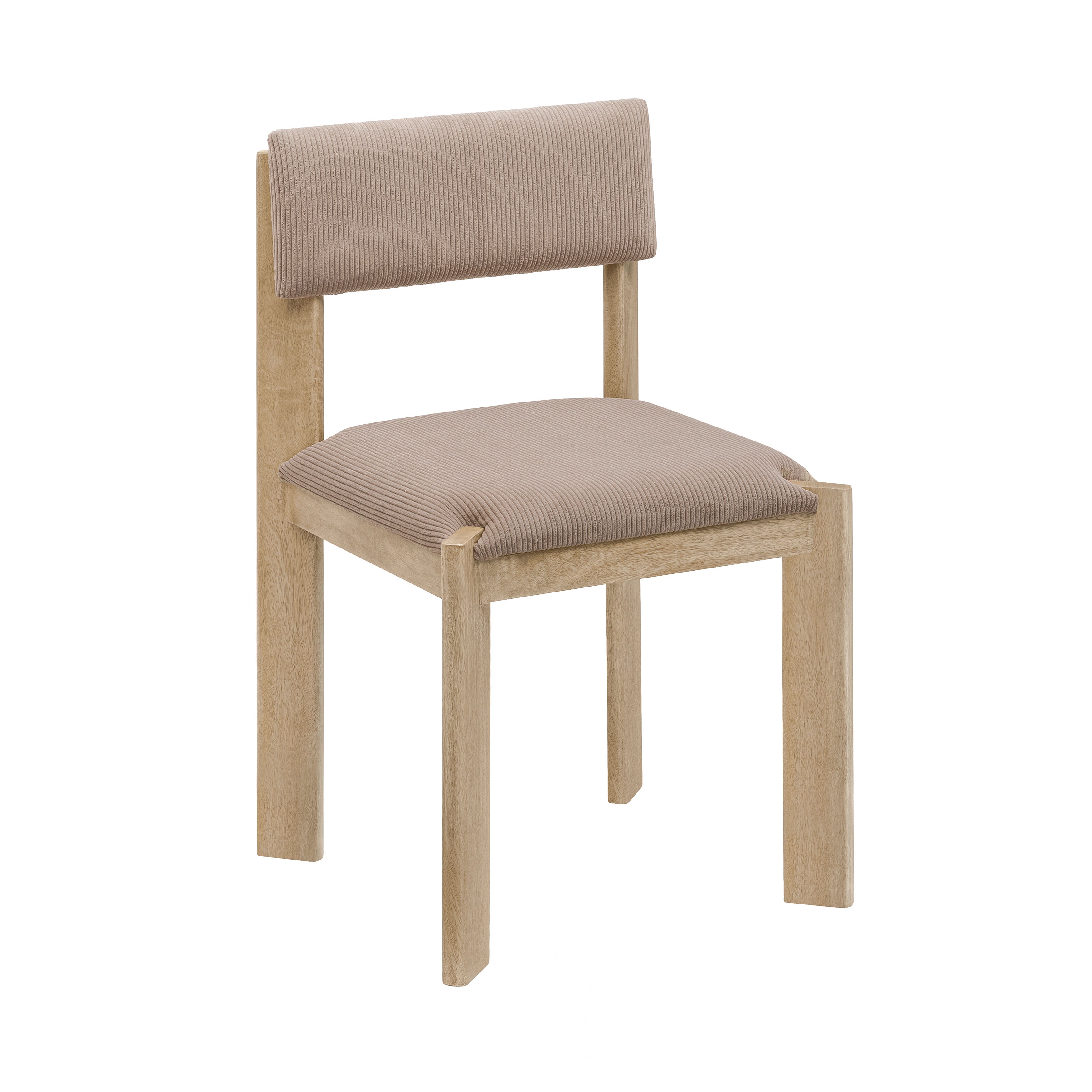 Tami Set of 2 Solid Wood & Upholstery Dining Accent Chairs -  Warm Sand