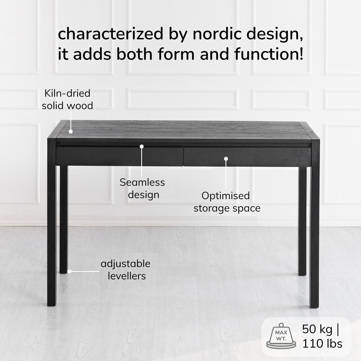 Norton Solid Wood Desk - Black