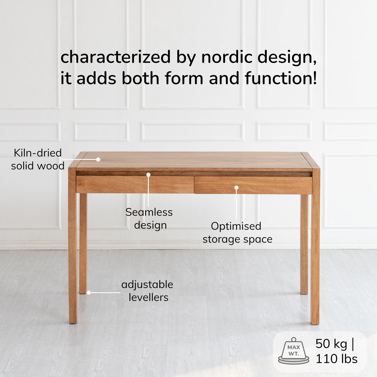 Norton Solid Wood Desk - Mid Tone Honey