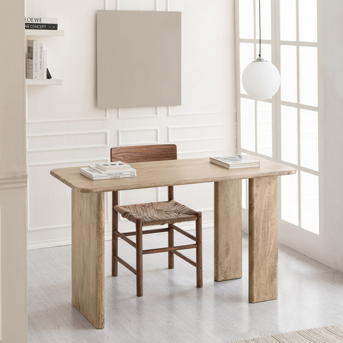 Mia Solid Wood Desk - Warm Sand