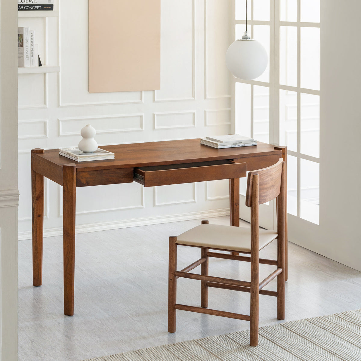 Sapna Solid Wood Desk - Walnut