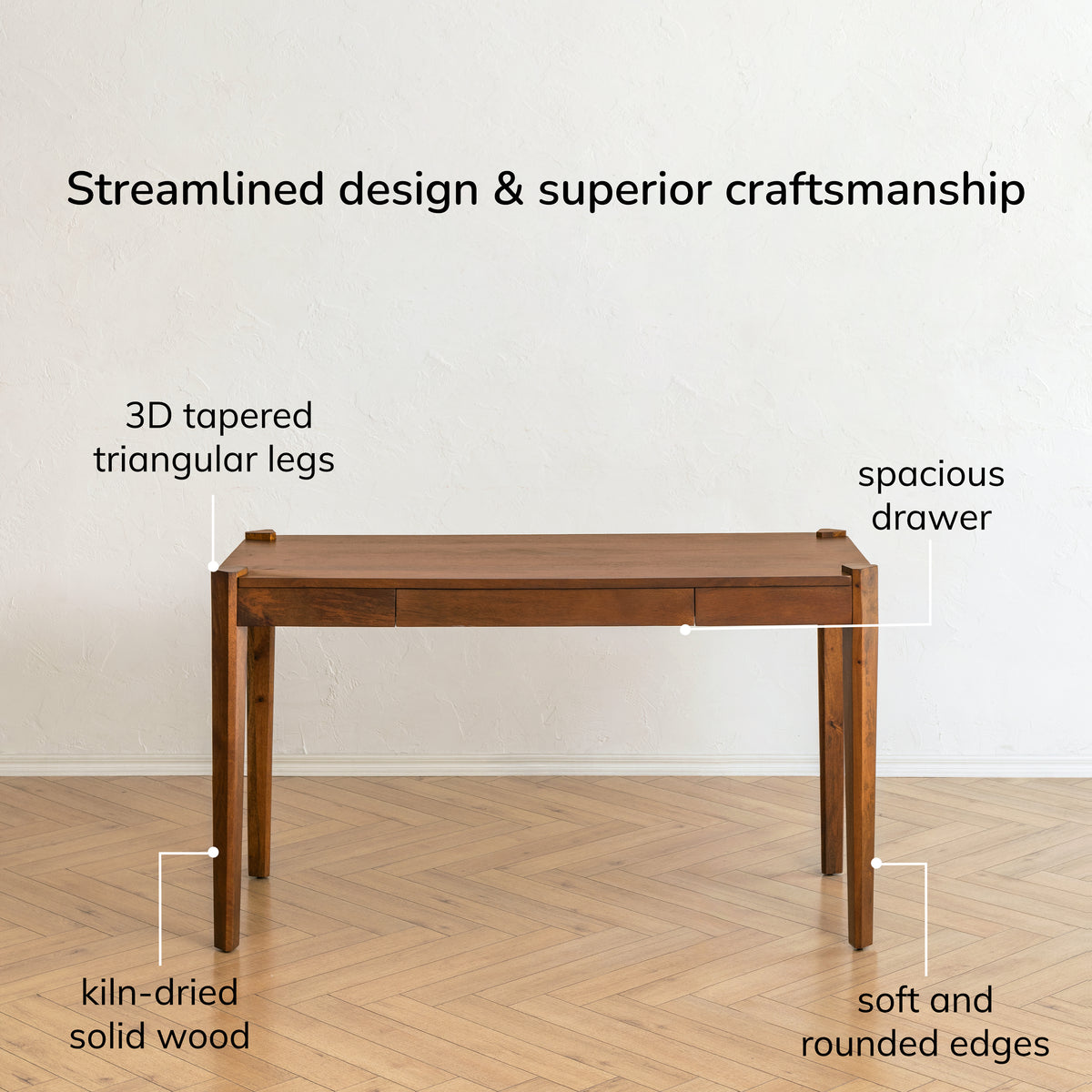 Sapna Solid Wood Desk - Walnut