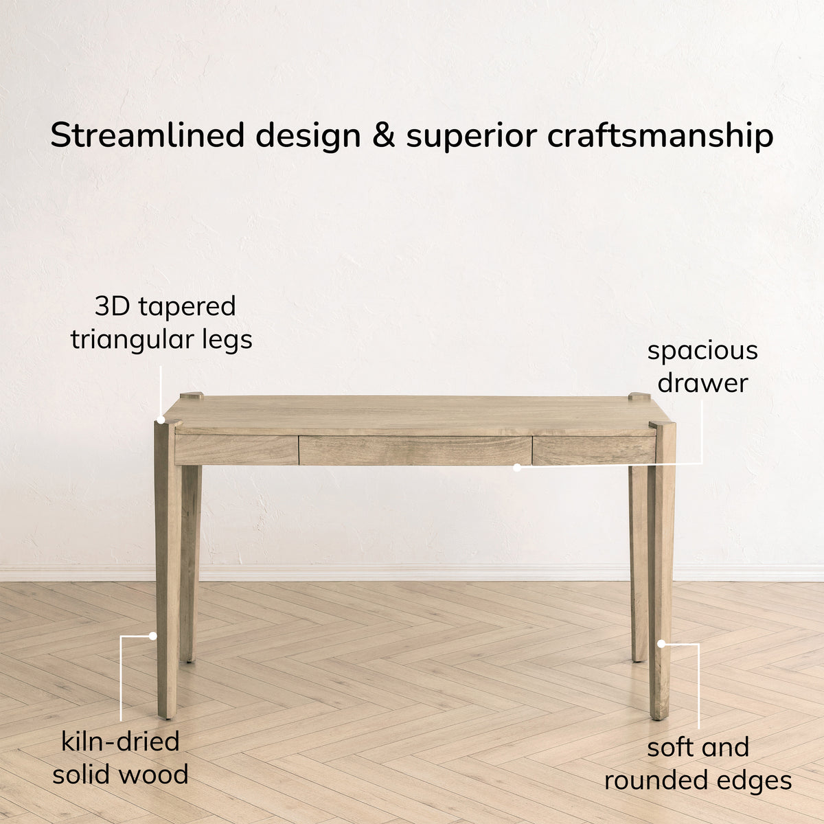 Sapna Solid Wood Desk - Warm Sand