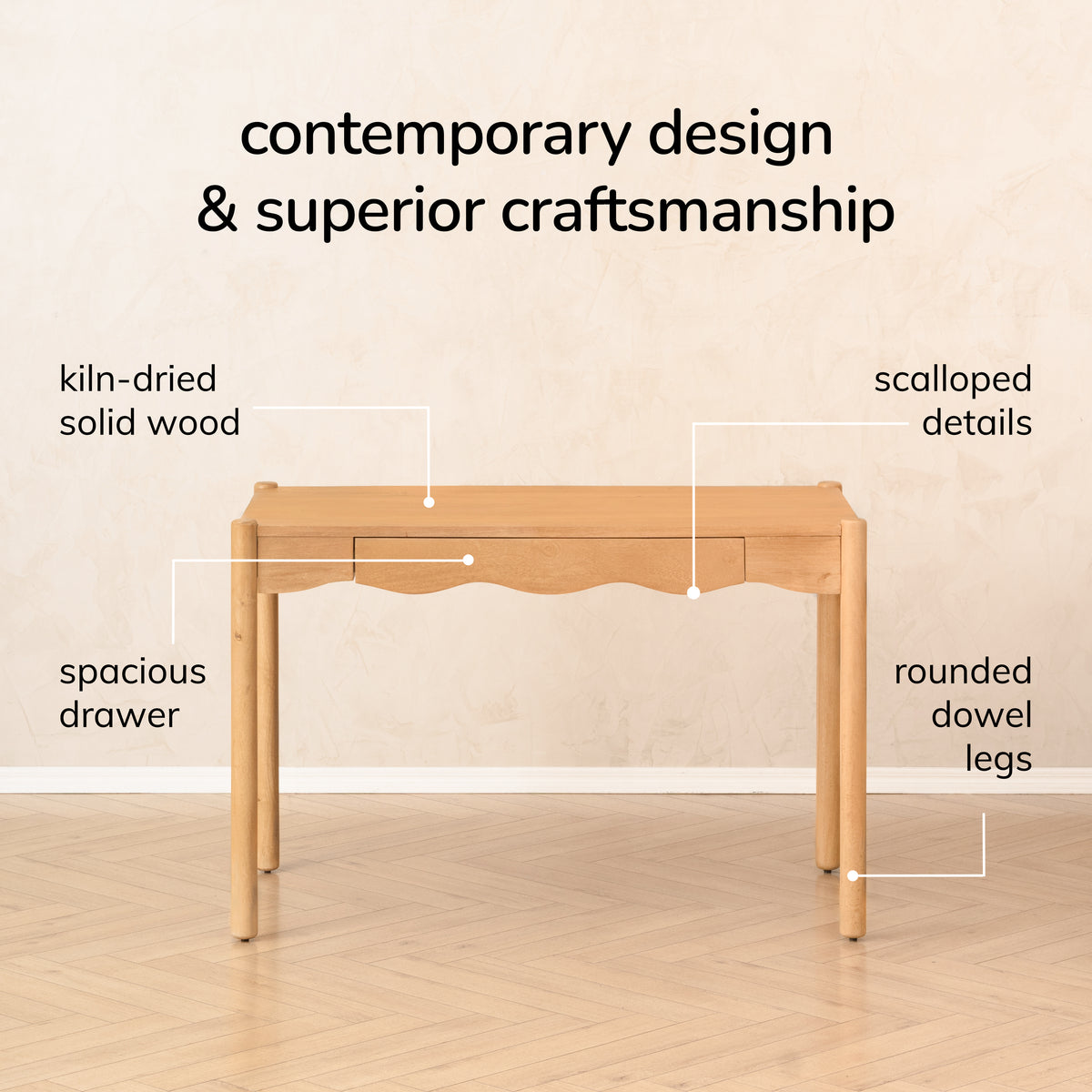 Gozo Solid Wood Desk - Blonde Natural