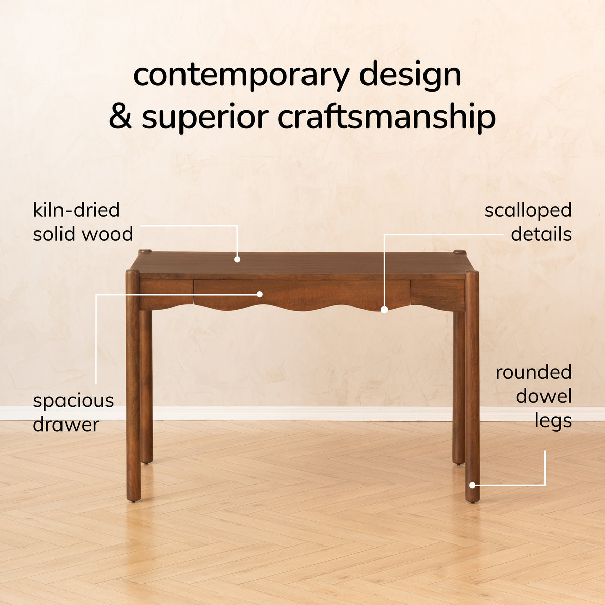 Gozo Solid Wood Desk - Walnut