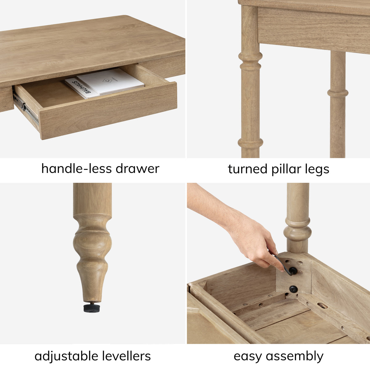 Rhonda Solid Wood Desk - Warm Sand