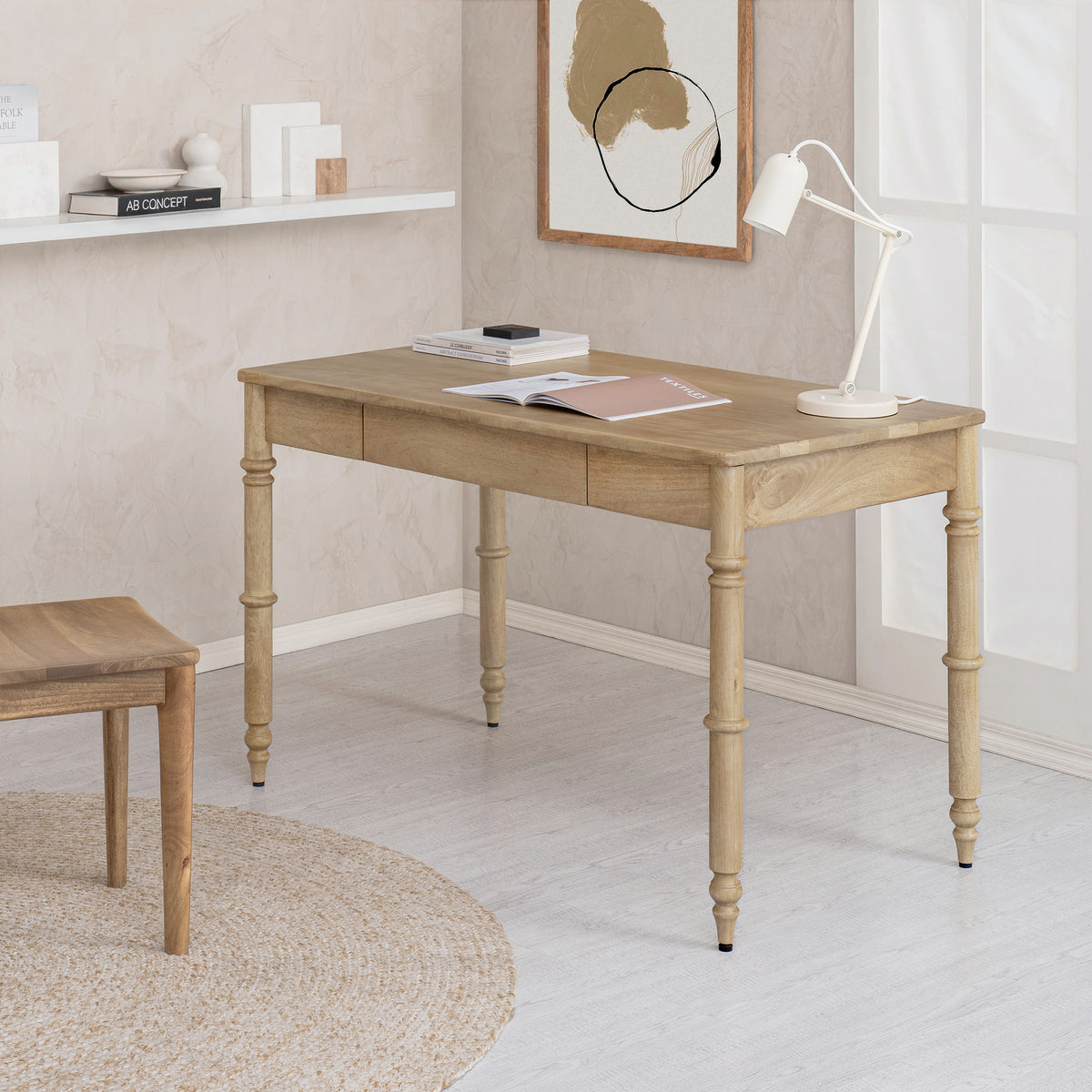 Rhonda Solid Wood Desk - Warm Sand