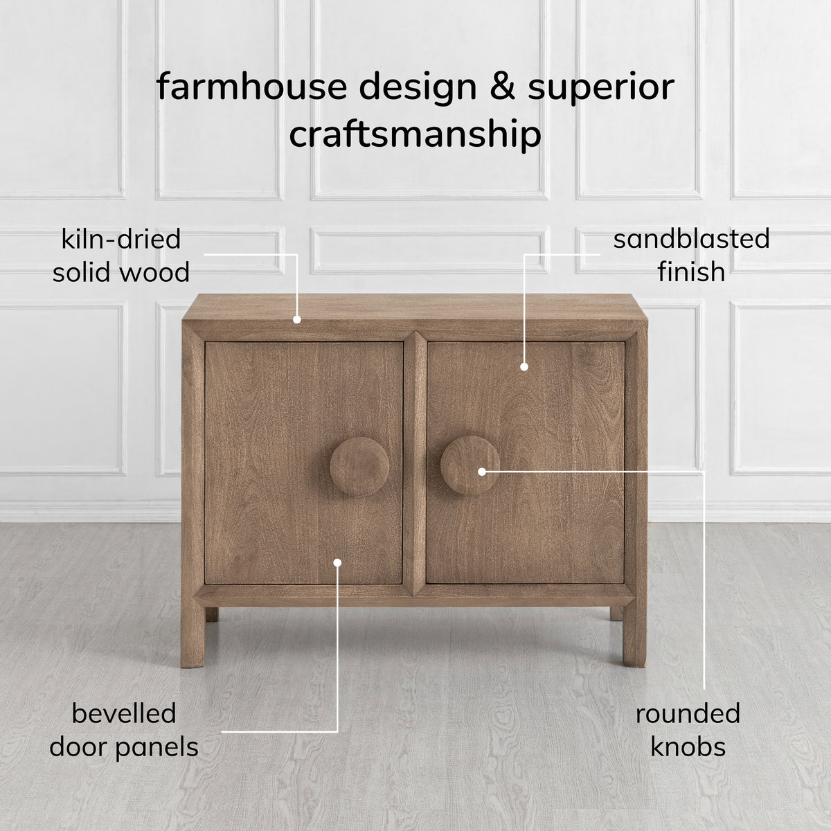 Bobby Solid Wood Sideboard - Textured Brown