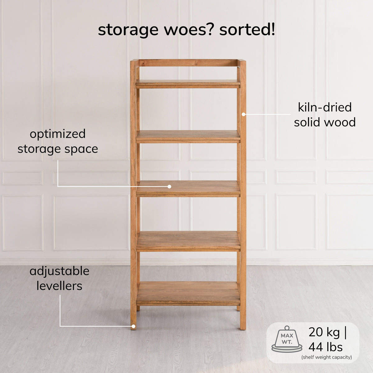 Grayling Solid Wood Bookcases - Mid Tone Honey