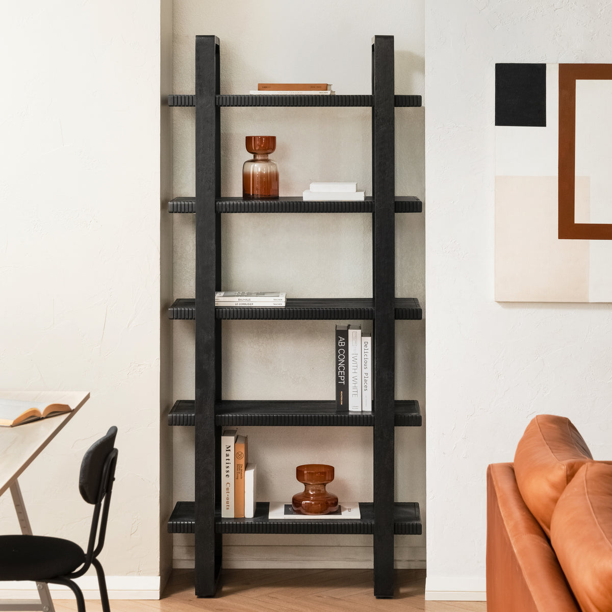 Skye Solid Wood Bookcase - Black