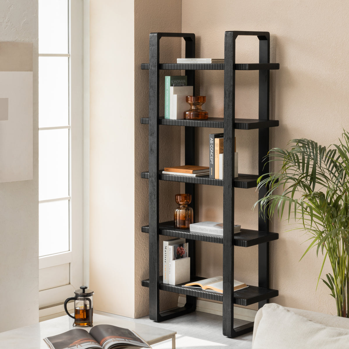 Skye Solid Wood Bookcase - Black