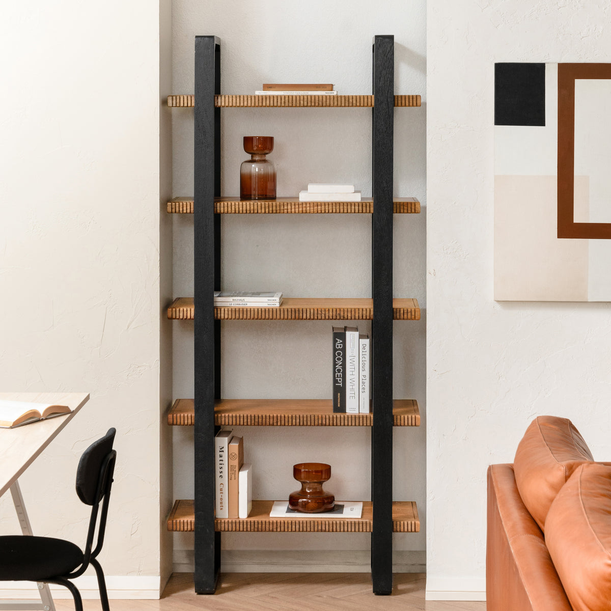 Skye Solid Wood Bookcase - Mid Tone Honey