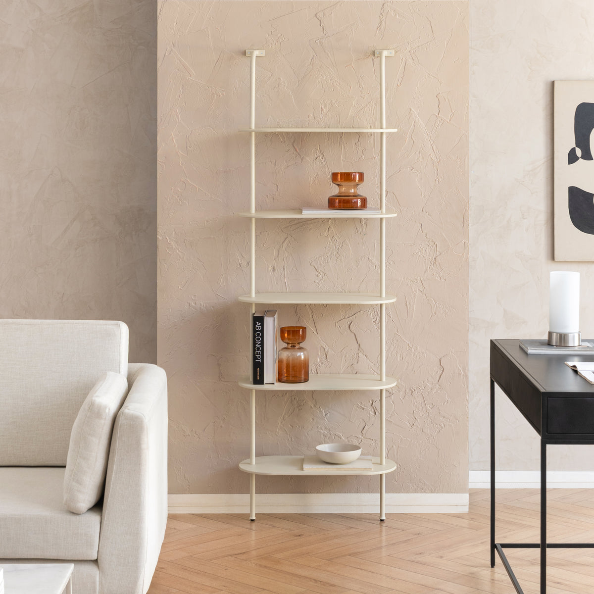 Monty Iron Bookcase - Chalk White