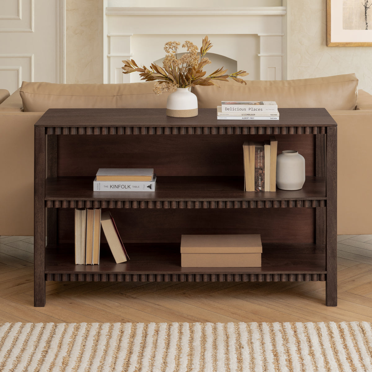 Vida Solid Mango Wood & Mango Veneer Bookcase - Espresso