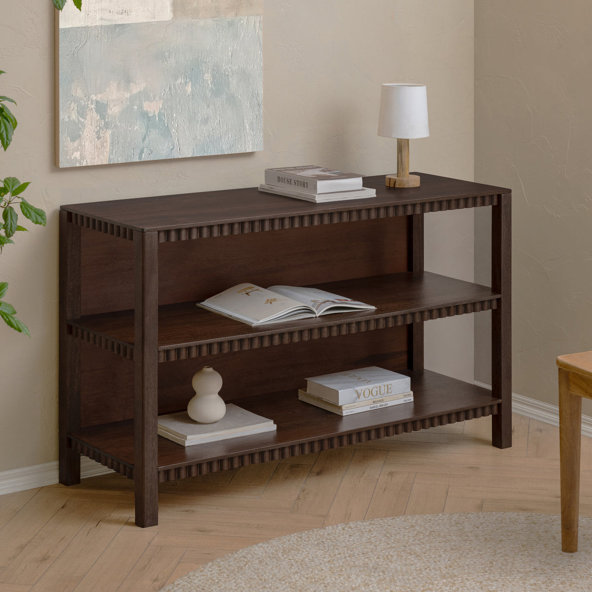 Vida Solid Mango Wood & Mango Veneer Bookcase - Espresso